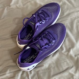 Purple Under Armour running shoes